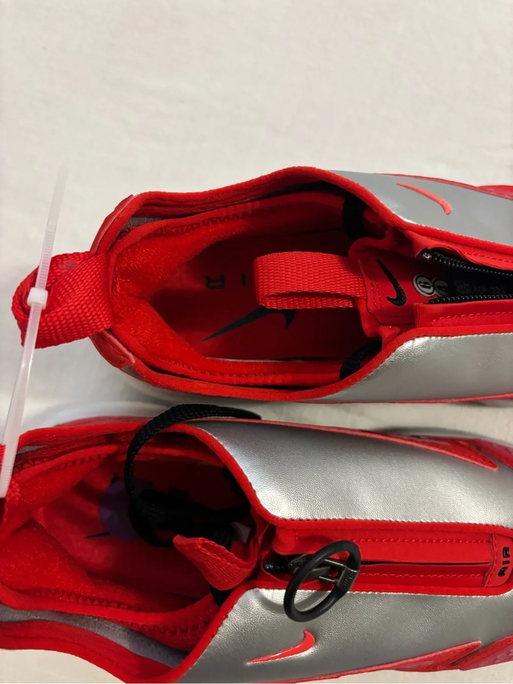 Nike Silver and Red Slip-On Athletic Sneakers